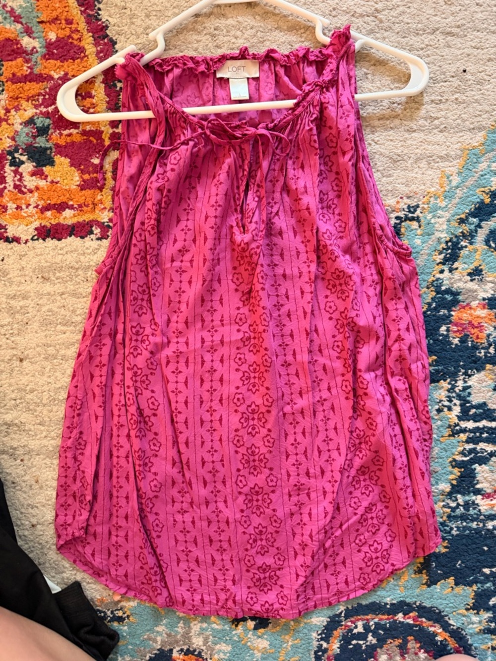 LOFT Fuchsia Printed Sleeveless Tie Top - Picture 3 of 5